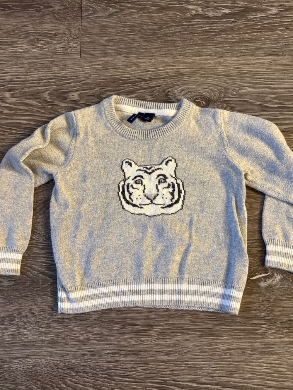 Janie and Jack White Tiger Crewneck Sweater